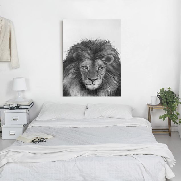 Lion canvas art Illustration Lion Monochrome Painting