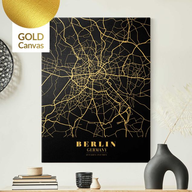 Canvas prints Berlin Berlin City Map - Classic Black