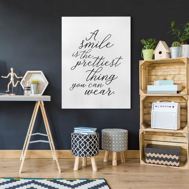 Quote wall art A Smile Is The Prettiest Thing