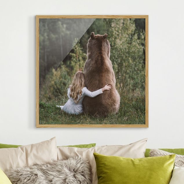 Bear wall art Girl With Brown Bear