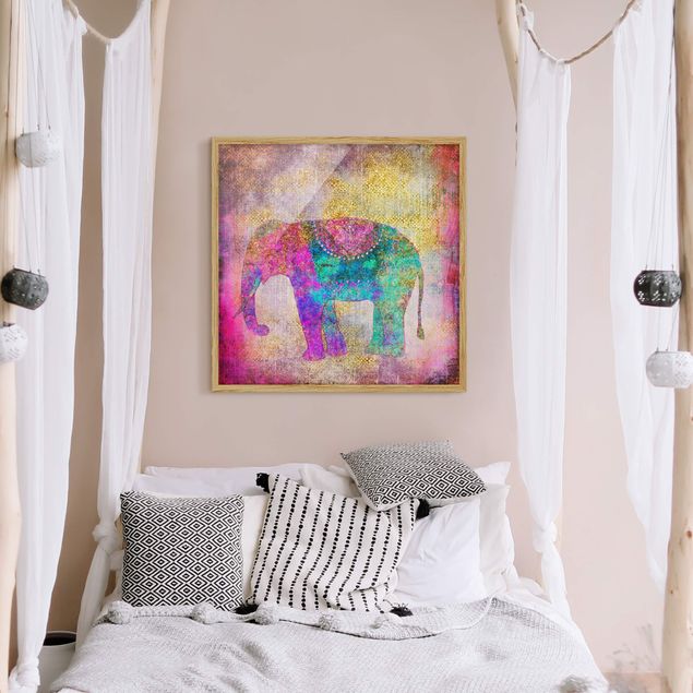 Art posters Colourful Collage - Indian Elephant