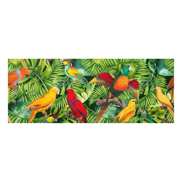 Prints flower Colourful Collage - Parrots In The Jungle