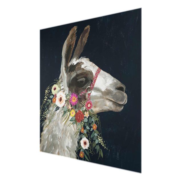 Prints Lama With Floral Decoration I