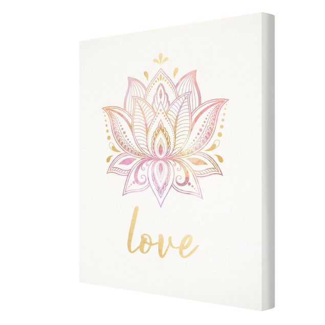 Canvas prints Lotus Illustration Love Gold Light Pink