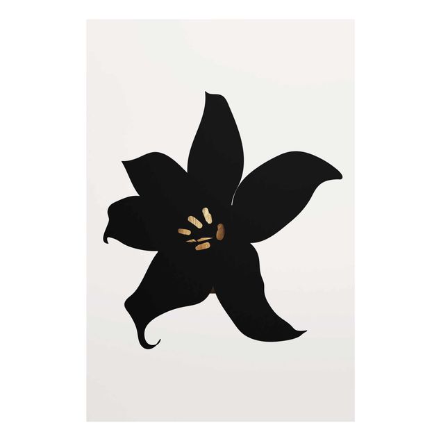 Glass prints flower Graphical Plant World - Orchid Black And Gold