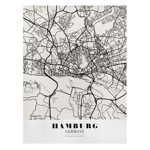 World map canvas Hamburg City Map - Classic