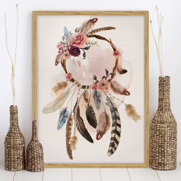Kitchen Dream Catcher With Roses And Feathers