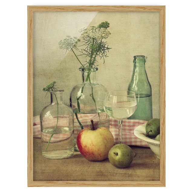 Floral picture Still Life with Bottles
