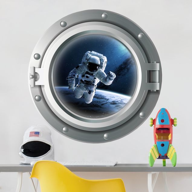 Kids room decor 3D porthole - astronaut in space
