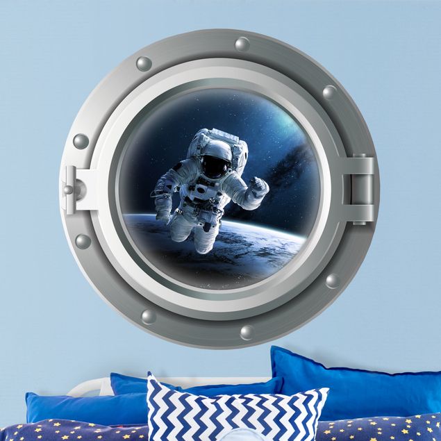Wall stickers universe 3D porthole - astronaut in space