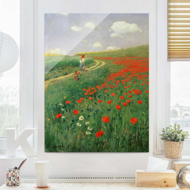 Prints floral Pál Szinyei-Merse - Summer Landscape With A Blossoming Poppy