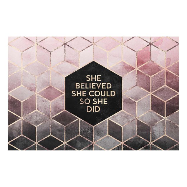Quote wall art She Believed She Could Rosé Gold
