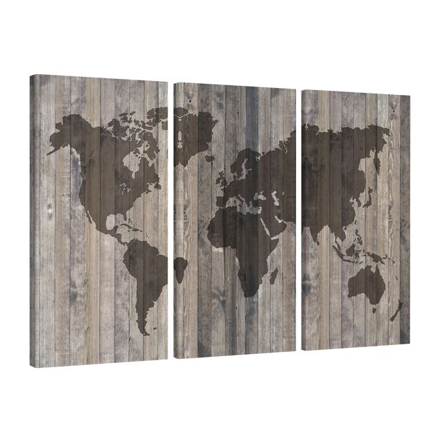 Prints modern Wood World Map
