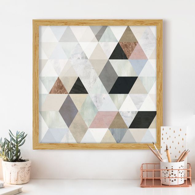 Kitchen Watercolour Mosaic With Triangles I