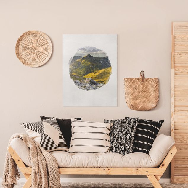 Mountain art prints WaterColours - Mountains And Valley Of The Lechtal Alps In Tirol