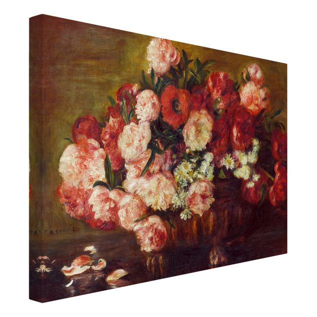 Pink rose canvas Auguste Renoir - Still Life With Peonies