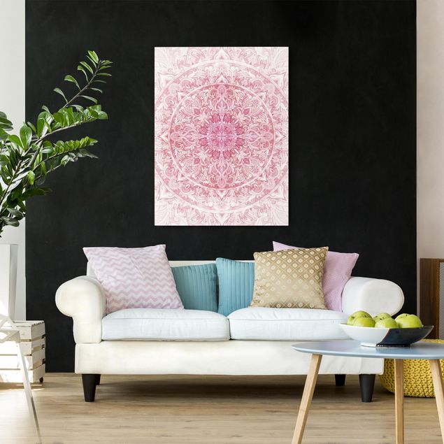 Canvas patterns Mandala WaterColours Sun Ornament Light Pink