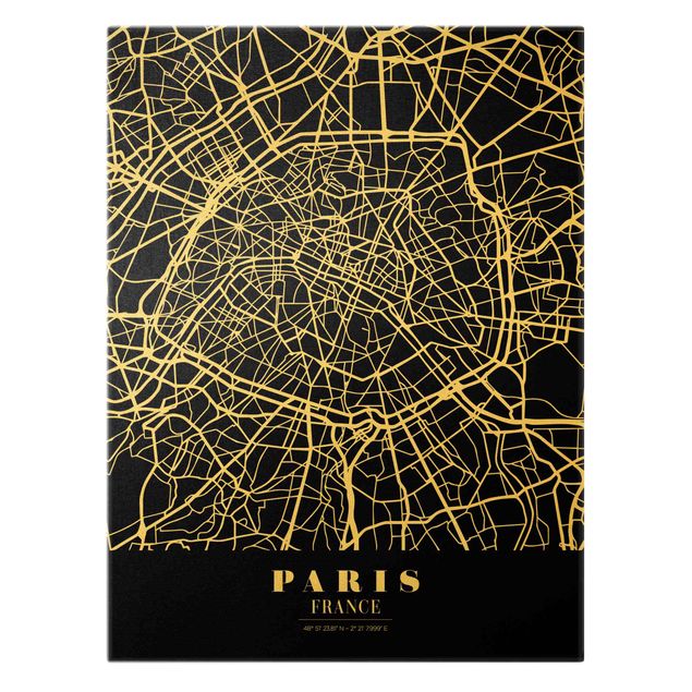 Black and white art Paris City Map - Classic Black