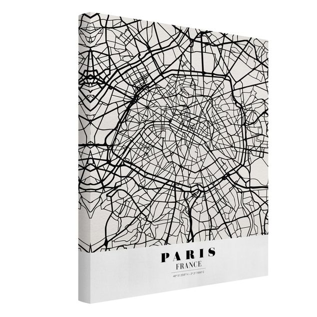 Canvas black and white Paris City Map - Classic