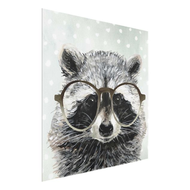 Prints nursery Animals With Glasses - Raccoon