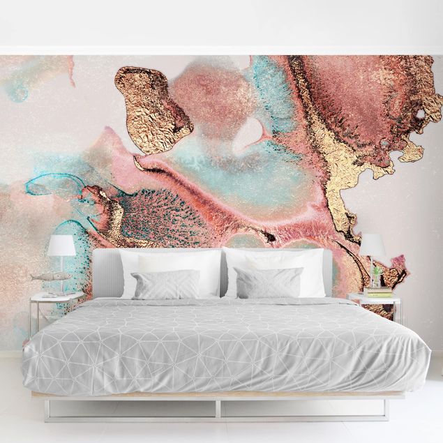 Wallpapers patterns Golden Watercolour Rosé