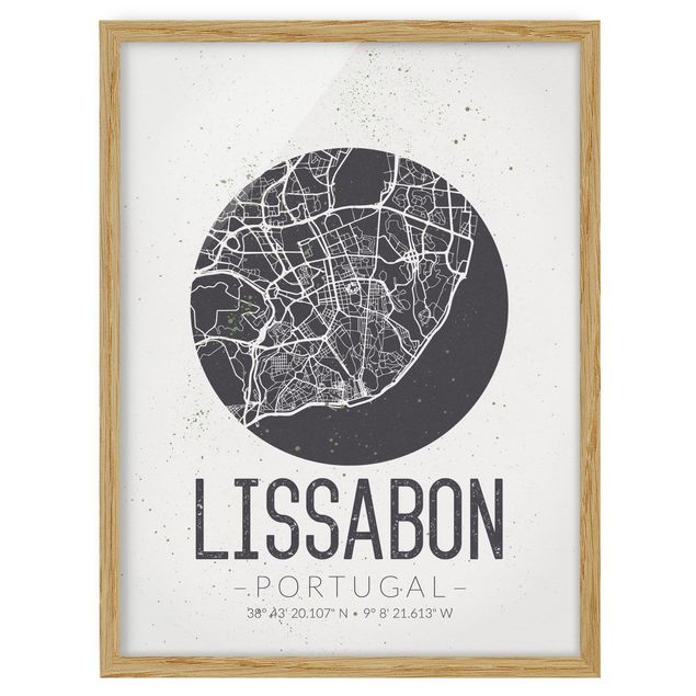 Prints quotes Lisbon City Map - Retro