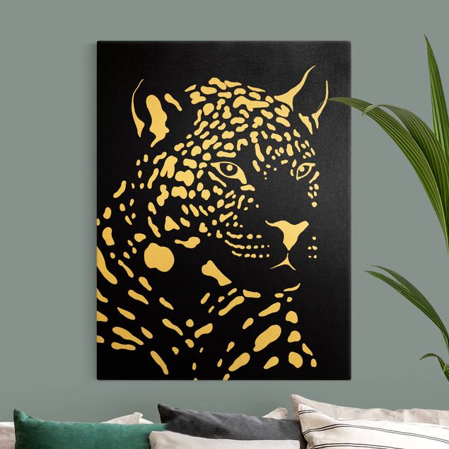 Canvas prints animals Safari Animals - Portrait Leopard Black