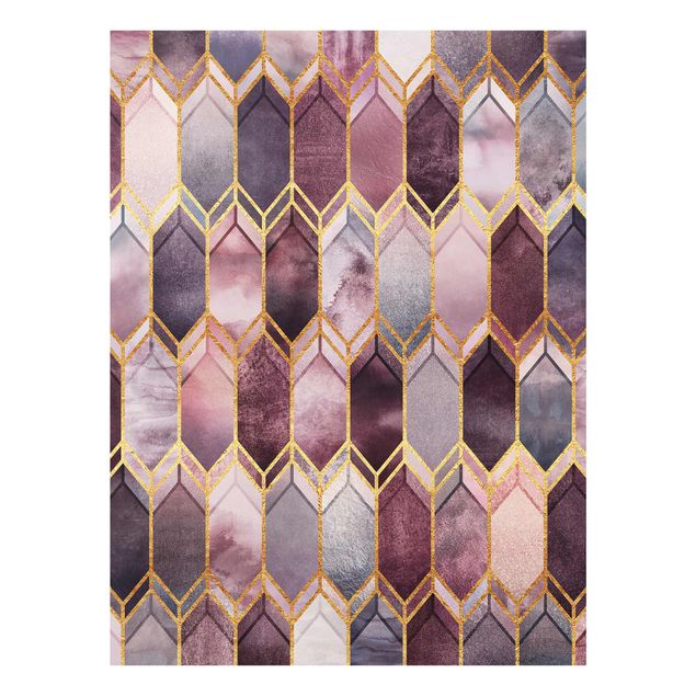 Modern art prints Stained Glass Geometric Rose Gold