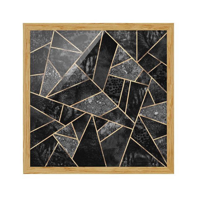 Contemporary art prints Grey Triangles Gold
