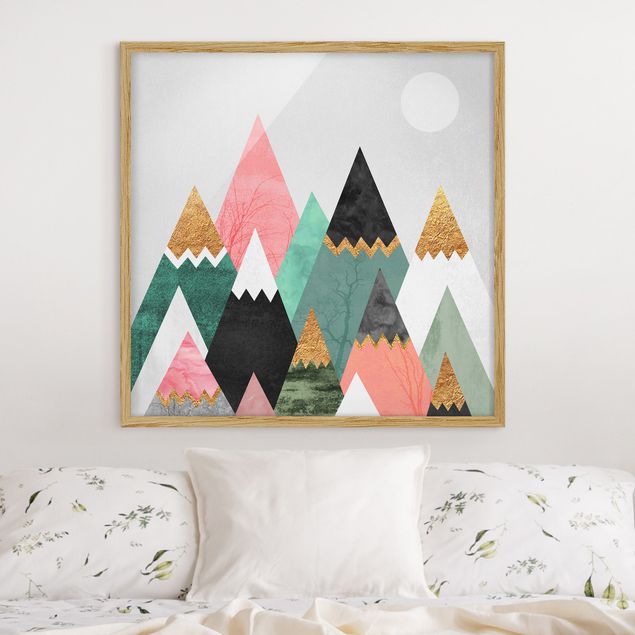 Kids room decor Triangular Mountains With Gold Tips