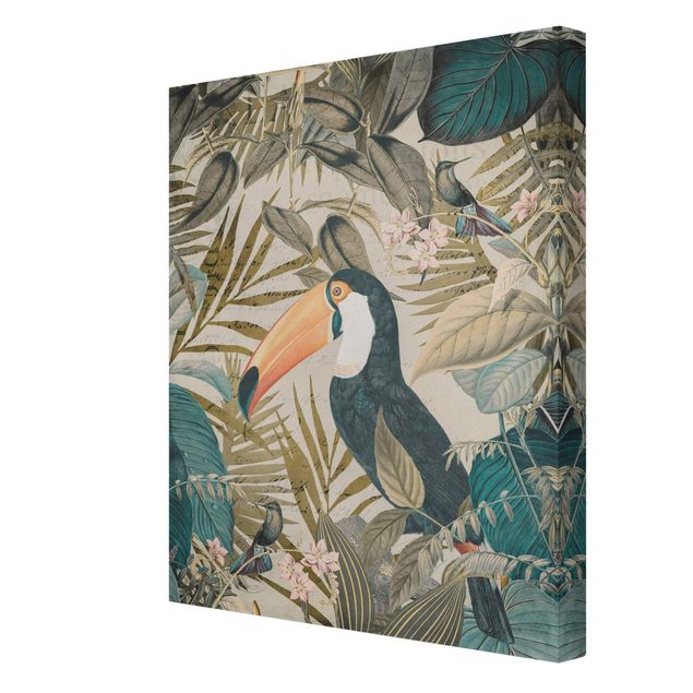 Prints vintage Vintage Collage - Toucan In The Jungle