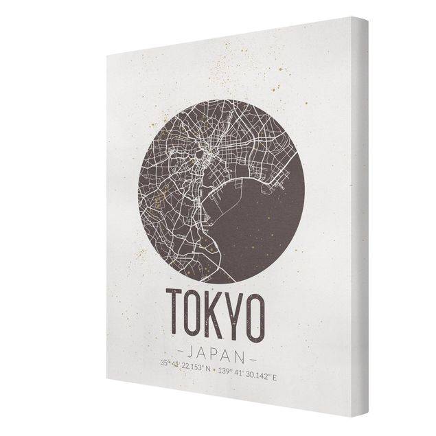 Canvas prints maps Tokyo City Map - Retro