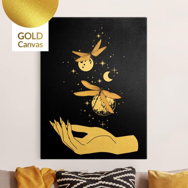 Contemporary art prints Magical Hand - Dragonfies And Planets
