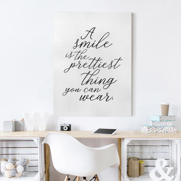 Black and white canvas art A Smile Is The Prettiest Thing