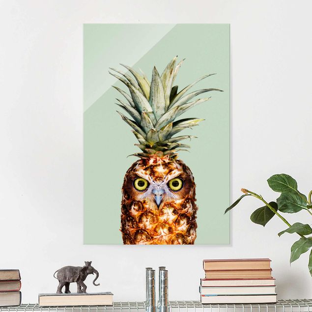 Glas Magnetboard Pineapple With Owl