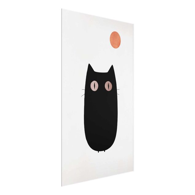 Glass prints pieces Black Cat Illustration