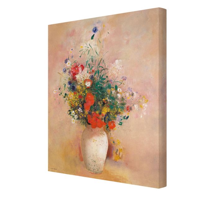 Flower print Odilon Redon - Vase With Flowers (Rose-Colored Background)