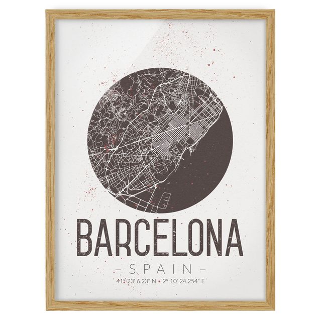 Prints quotes Barcelona City Map - Retro