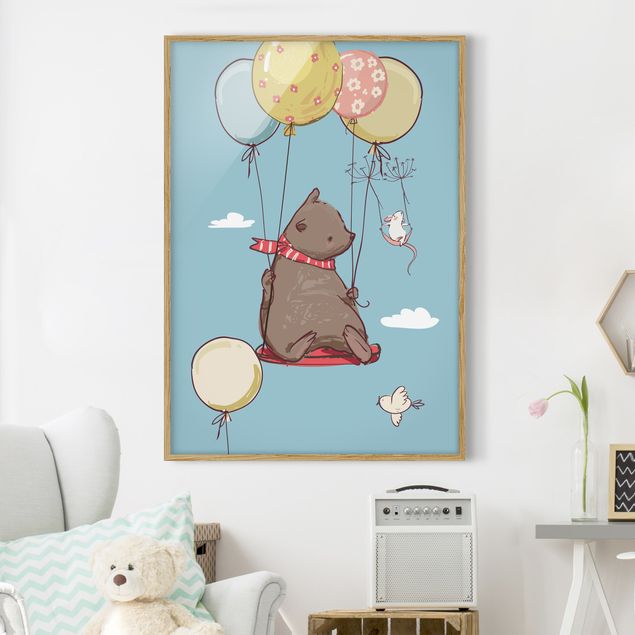 Kids room decor Bear And Mouse Flying