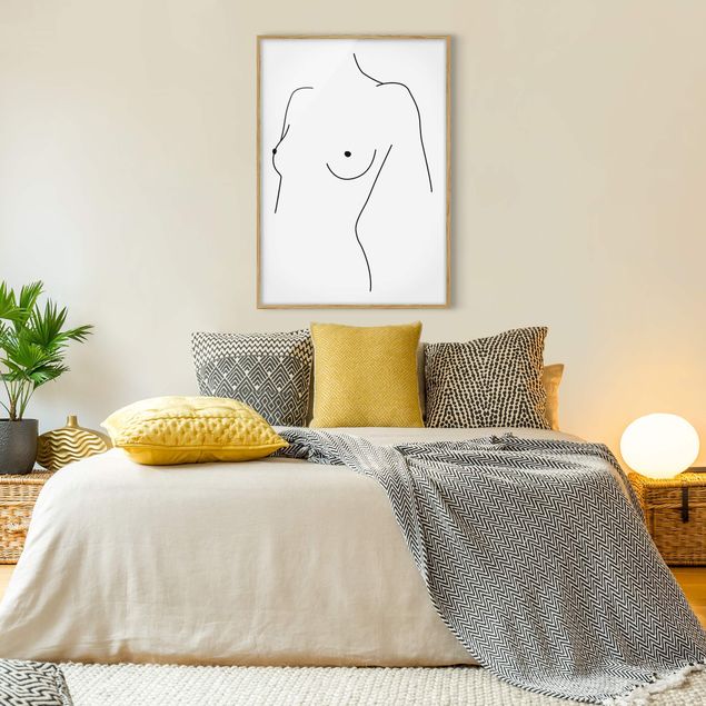 Art prints Line Art Nude Bust Woman Black And White