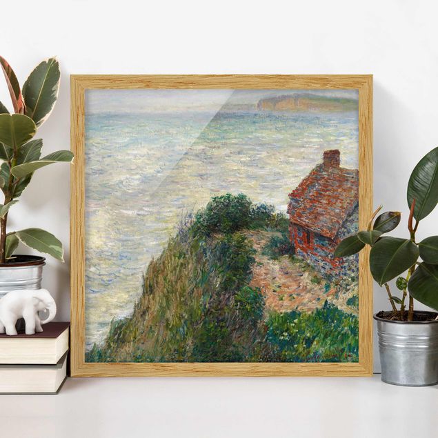 Framed beach prints Claude Monet - Fisherman's house at Petit Ailly