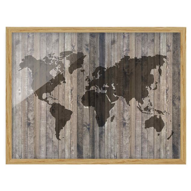 Contemporary art prints Wood World Map