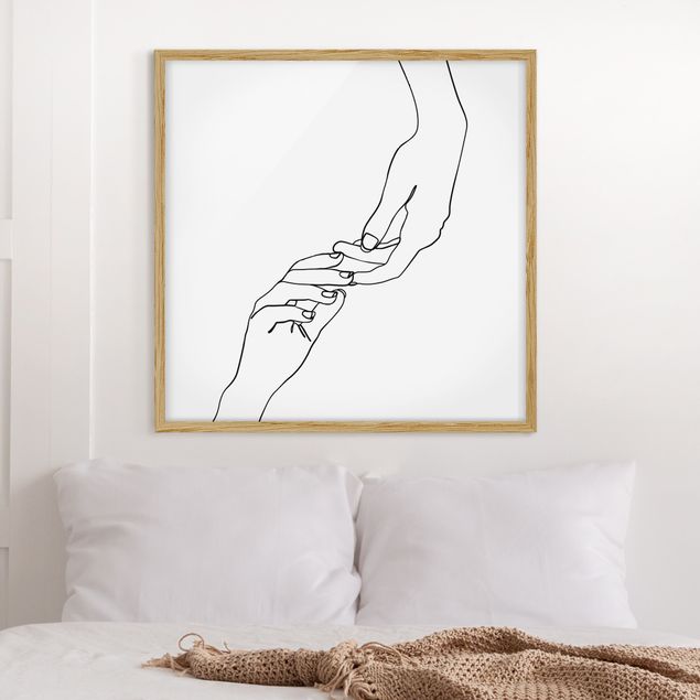 Kitchen Line Art Hands Touching Black And White