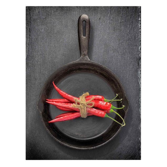 Spices canvas Red Chili Bundles In Pan On Slate