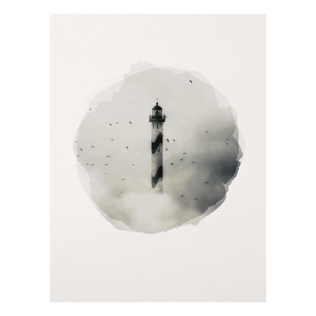 Sea print WaterColours - Lighthouse In The Fog