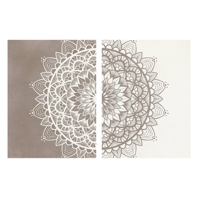 Prints Mandala Illustration Shabby Set Beige White