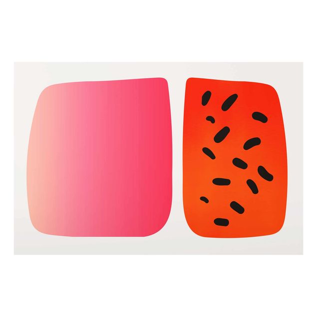 Red canvas wall art Abstract Shapes - Melon And Pink