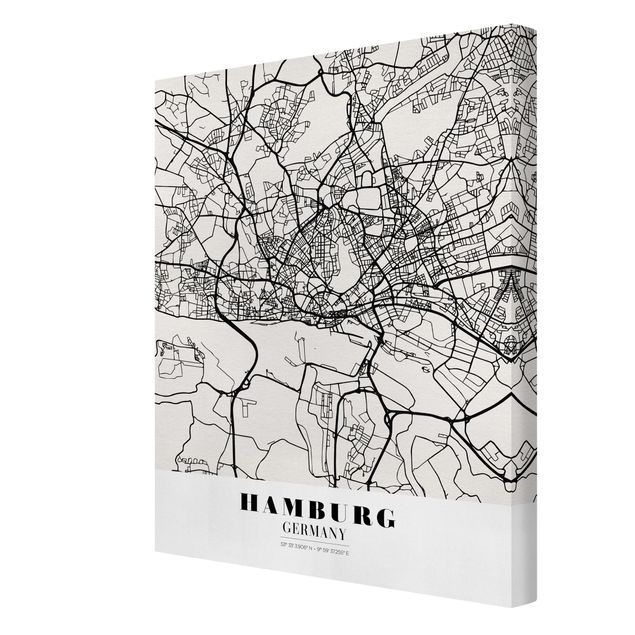 Prints black and white Hamburg City Map - Classic