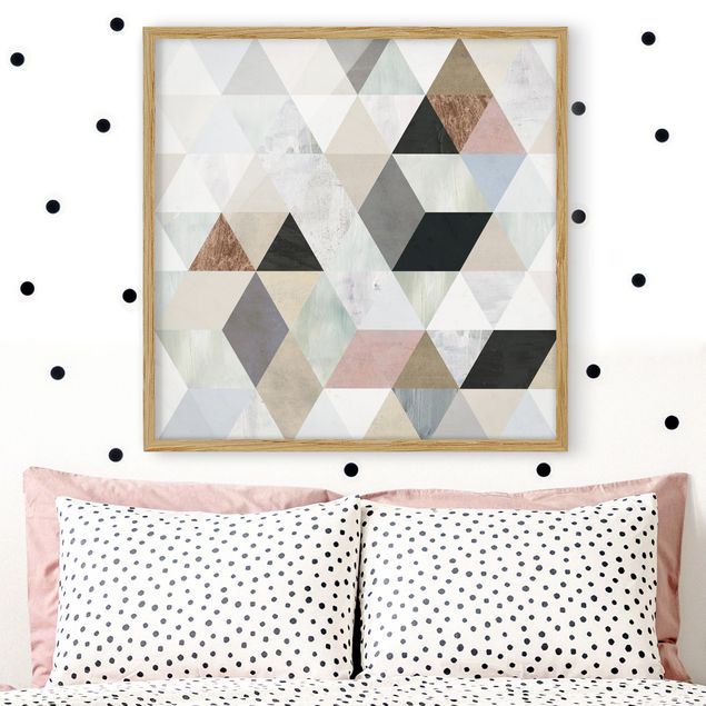 Prints vintage Watercolour Mosaic With Triangles I