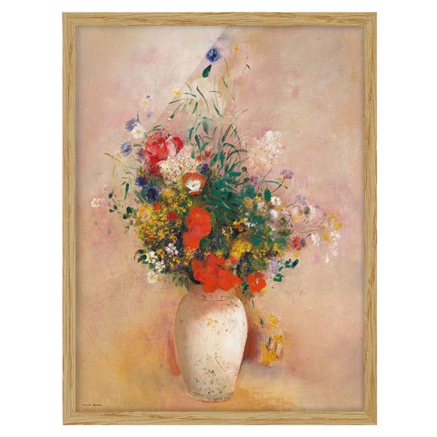 Prints floral Odilon Redon - Vase With Flowers (Rose-Colored Background)